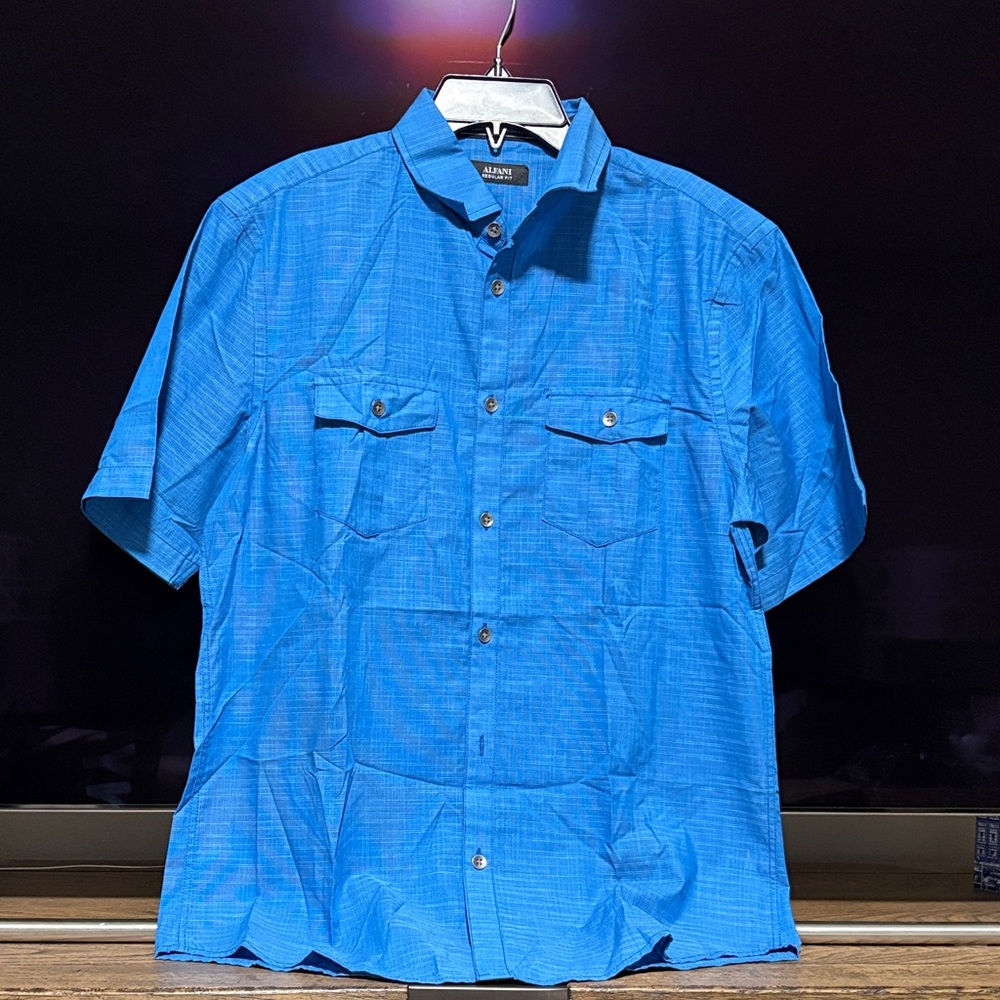 ALFANI - Bright Blue Casual Button Down Shirt